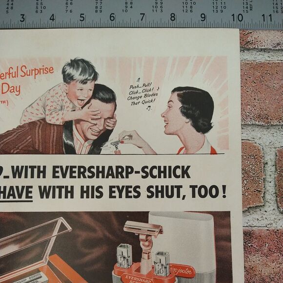 Schick Eversharp Injector Razor - Shave w/ Eyes Shut- 1950 Vtg PRINT AD Ephemera - Picture 6 of 10